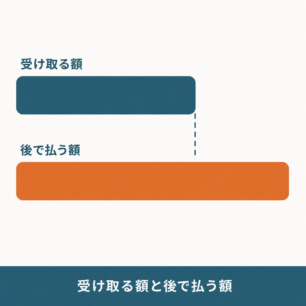 受け取る額と後で払う額の関係