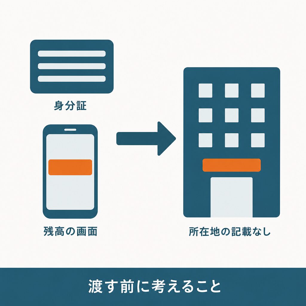 身分証と残高画面を渡す前に考えること
