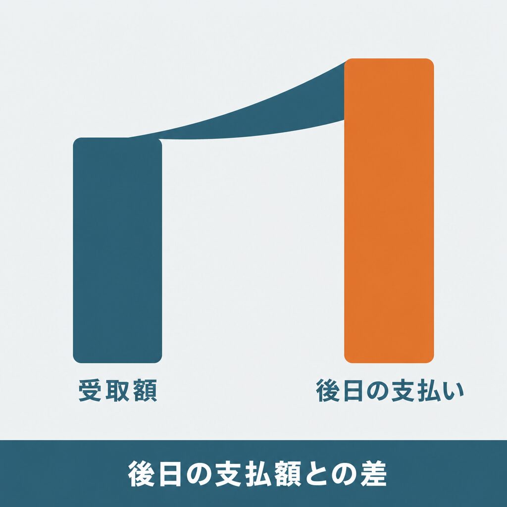 後日の支払額との差を先に確かめる