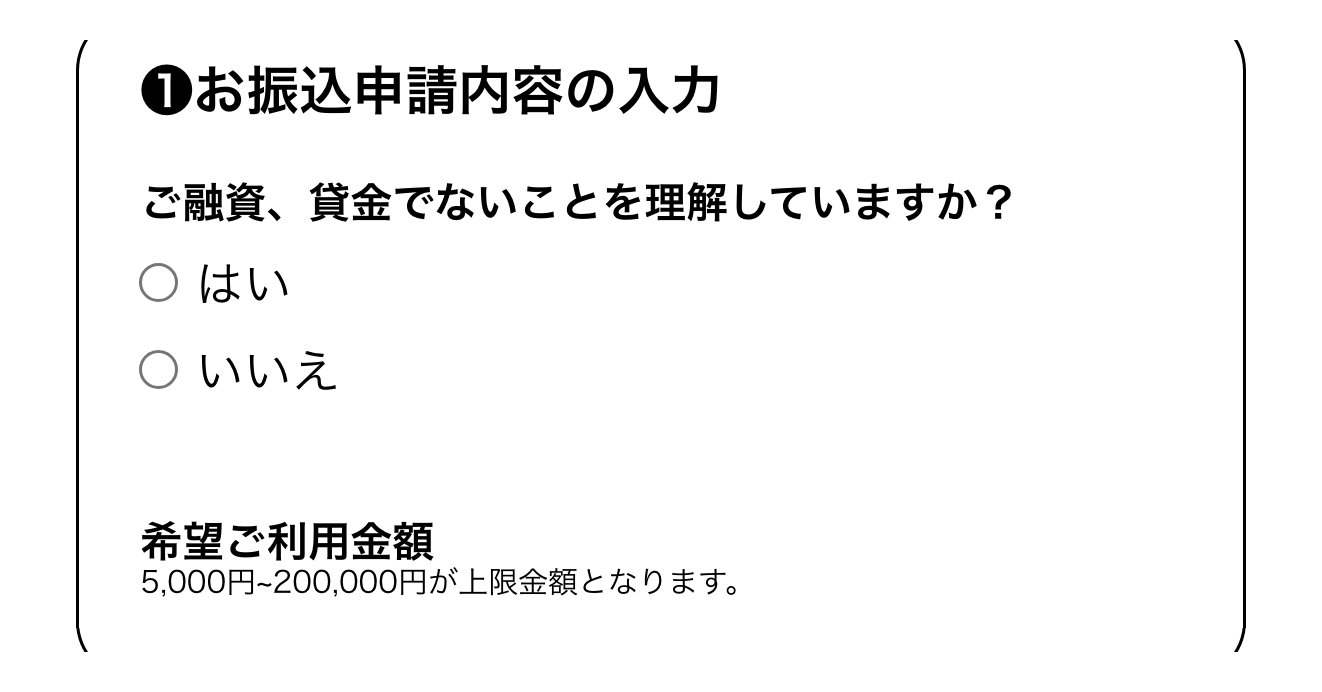 ペイチェン申込フォームの冒頭の確認欄